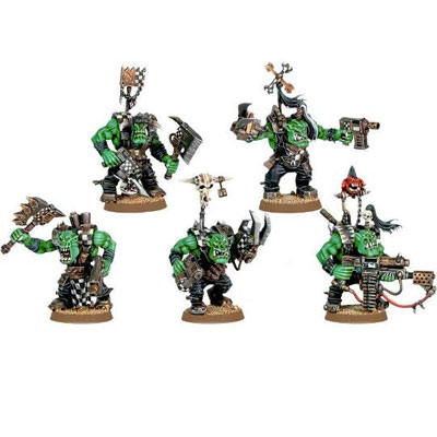 Набор миниатюр "Warhammer 40 000" Орки Нобы 5 миниатюр, подставки под миниатюры инфо 11754b.