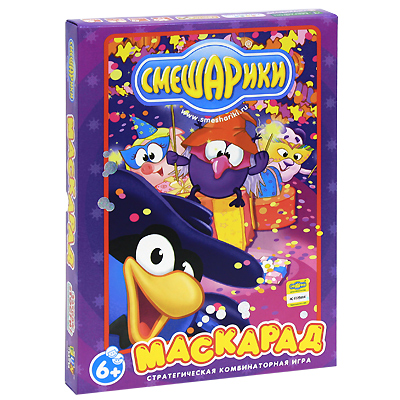 Настольная развивающая игра "Смешарики: Маскарад" 12 карточек, маска, игральный кубик инфо 13694b.